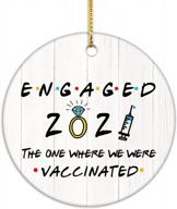 vilight 2021 engagement ornament - funny gifts for newly engaged couples - first engaged christmas decoration with tag - 2.75 inch logo