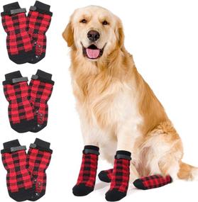 img 4 attached to 🐾 HYLYUN Anti Slip Dog Socks 3 Pairs - Perfect Paw Protection & Traction Control for Indoor Hardwood Floors - Ideal for Small, Medium, and Large Dogs