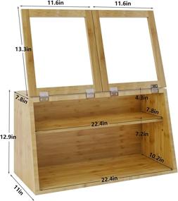 img 1 attached to Bamboo Bread Storage Box With Clear Windows, Double Layer Kitchen Countertop Rustic Style Container Case And Adjustable Shelf - 60HSLZPC01BB