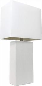 img 3 attached to 💡 Elegant Designs LT1025-WHT: Modern Leather White Fabric Shade Table Lamp - A Sleek and Sophisticated Lighting Solution