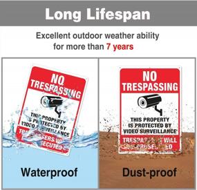 img 2 attached to Set Of 2 No Trespassing Signs With Video Surveillance, Prosecution Warning - Reflective 10X7 Inches Aluminum Metal Signs For Indoor/Outdoor Use In Home Or Business Security CCT