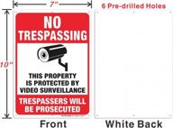 set of 2 no trespassing signs with video surveillance, prosecution warning - reflective 10x7 inches aluminum metal signs for indoor/outdoor use in home or business security cct logo