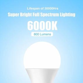 img 2 attached to 💡 Full Spectrum LED Light Bulb: 6000K Natural Sunlight Bulbs, 9W 60W Equivalent, A19, E26/E27, 3 Pack