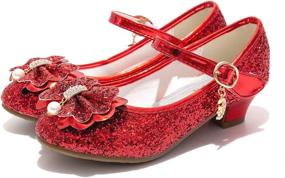 img 4 attached to 👑 Mowoii Glitter Wedding Princess Toddler Girls' Shoes - Flats: Sparkle and Elegance for Little Feet