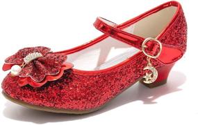 img 1 attached to 👑 Mowoii Glitter Wedding Princess Toddler Girls' Shoes - Flats: Sparkle and Elegance for Little Feet