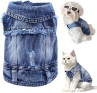 lkex dog jean jacket - stylish and comfortable pet shirt with soft blue denim coat, classic lapel vests - fashionable clothing for small to medium dogs and cats логотип