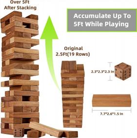 img 2 attached to Pointyard Giant Tumble Tower - Family Game Set With 56PCS Of Carbonized Pine Blocks And Dice Scoreboard For Teens And Adults, Stack To 5FT+ And Comes With Carry Bag