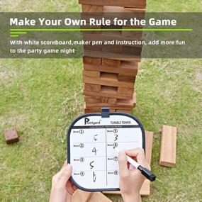 img 1 attached to Pointyard Giant Tumble Tower - Family Game Set With 56PCS Of Carbonized Pine Blocks And Dice Scoreboard For Teens And Adults, Stack To 5FT+ And Comes With Carry Bag