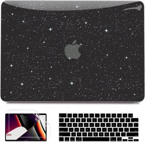 img 4 attached to Glittery Protection For Your MacBook Pro 14 Inch 2023-2021: Hard Shell Case, Keyboard Cover, And Screen Protector Bundle With Touch ID Compatibility In Shiny Black By Anban