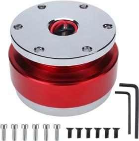 img 4 attached to NovelBee Aluminium Alloy 6 Hole Quick Release Steering Wheel Hub Adapter With Mounting Screws And Allen Keys (Red)