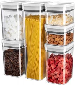 img 4 attached to 6-Piece BPA-Free Airtight Food Storage Container Set By MR.SIGA - Ideal Kitchen Pantry Organization Canisters For Cereal, Spaghetti, Pasta, With One-Handed Convenience, In White