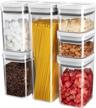 6-piece bpa-free airtight food storage container set by mr.siga - ideal kitchen pantry organization canisters for cereal, spaghetti, pasta, with one-handed convenience, in white logo