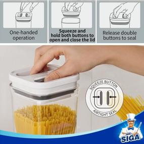 img 2 attached to 6-Piece BPA-Free Airtight Food Storage Container Set By MR.SIGA - Ideal Kitchen Pantry Organization Canisters For Cereal, Spaghetti, Pasta, With One-Handed Convenience, In White