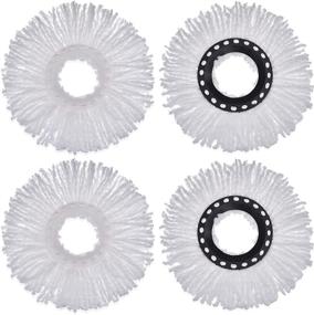 img 4 attached to 🌪️ High-Quality Microfiber Spin Mop Replacement Heads - 4 Pack, Universal Size, 360° Spin, Round Shape