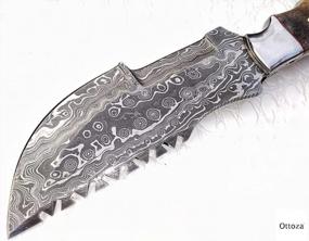 img 3 attached to Ottoza Handmade Damascus Tracker Knife - Premium Quality With Stag Horn Handle For Survival And Camping - Horizontal Carry Fixed Blade Knife No:114