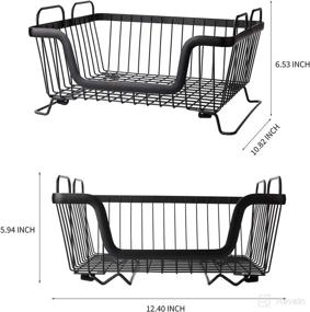 img 3 attached to 📦 LOTTS Stackable Wire Basket, Large Metal Basket with Handles, 2 Pack 12.4"x10.8"x6.5" - Fruit Vegetable & Snack Organizer for Kitchen Cabinet, Pantry, Closets, Counter, Bathrooms