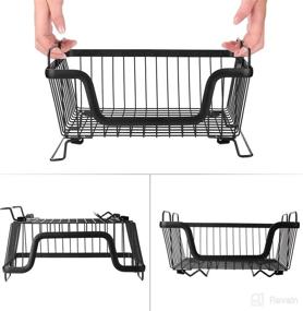 img 2 attached to 📦 LOTTS Stackable Wire Basket, Large Metal Basket with Handles, 2 Pack 12.4"x10.8"x6.5" - Fruit Vegetable & Snack Organizer for Kitchen Cabinet, Pantry, Closets, Counter, Bathrooms