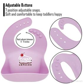 img 1 attached to 🍼 LOPE & NG Silicone Feeding Bib (Light Purple/Rose) - Adjustable Snaps Soft Baby Bibs for Infants and Toddlers with Food Catcher Pocket, Set of 2