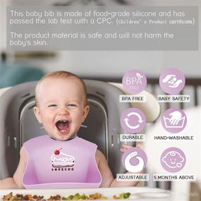 img 3 attached to 🍼 LOPE & NG Silicone Feeding Bib (Light Purple/Rose) - Adjustable Snaps Soft Baby Bibs for Infants and Toddlers with Food Catcher Pocket, Set of 2
