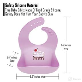 img 2 attached to 🍼 LOPE & NG Silicone Feeding Bib (Light Purple/Rose) - Adjustable Snaps Soft Baby Bibs for Infants and Toddlers with Food Catcher Pocket, Set of 2
