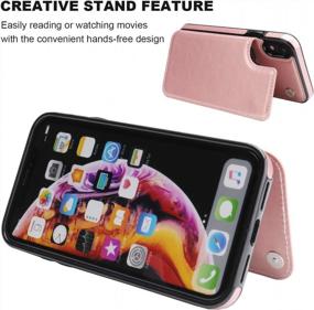 img 1 attached to Protect Your IPhone XR In Style With OT ONETOP'S Premium PU Leather Wallet Case With Card Holder And Kickstand - Rose Gold