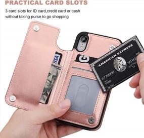 img 2 attached to Protect Your IPhone XR In Style With OT ONETOP'S Premium PU Leather Wallet Case With Card Holder And Kickstand - Rose Gold