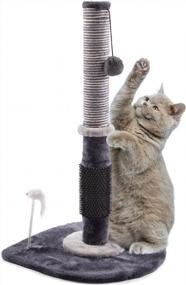 img 4 attached to Sturdy Double Base Plate Cat Scratching Post With Self-Groomer - Perfect Kitten Scratching Posts For Indoor Cats - Jaoul 21