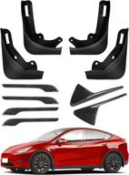 🚗 10-pack of tesla model y mud flaps 2022 - compatible with 2022, 2021, and 2020 tesla model y - mud flaps and accessories set - 4pc model y door handle cover sticker - 2pc tesla camera turn signal cover логотип