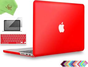 img 4 attached to Матовый жесткий чехол с крышкой для клавиатуры и защитной пленкой для экрана — совместим с MacBook Pro (15 дюймов Retina, середина 2012/2013/2014/середина 2015), модель A1398 (без CD-ROM/без сенсорной панели) — стильный красный от UESWILL