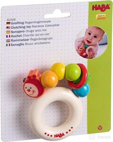img 1 attached to 🌈 HABA Clutching Toy Rainbow Caterpillar: Premium Beech Wood Rattle & Teether with Plastic Ring (Made in Germany)