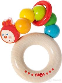 img 2 attached to 🌈 HABA Clutching Toy Rainbow Caterpillar: Premium Beech Wood Rattle & Teether with Plastic Ring (Made in Germany)