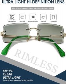 img 1 attached to Винтажные прямоугольные солнцезащитные очки без оправы для женщин и мужчин - квадратные солнцезащитные очки карамельного цвета