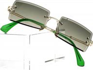 винтажные прямоугольные солнцезащитные очки без оправы для женщин и мужчин - квадратные солнцезащитные очки карамельного цвета логотип