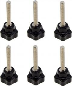 img 4 attached to YXQ M6X40 Star Hand Knobs Threaded Stud Five Arm Clamping Tightening Replacement Screw Grip Black Plastic(6Pcs)