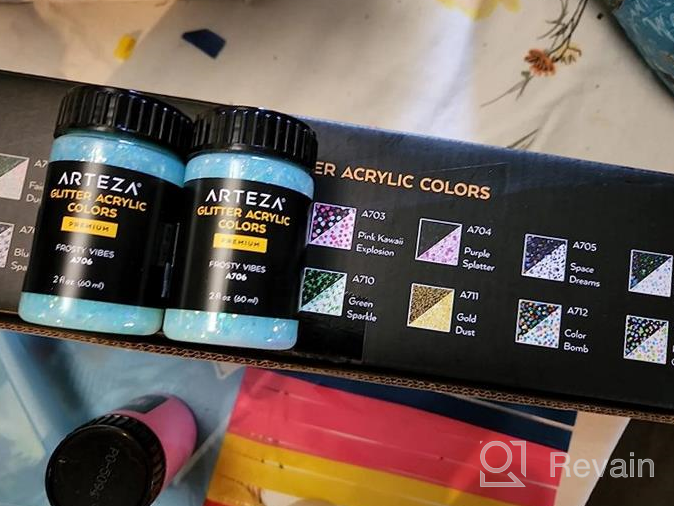 img 1 attached to ARTEZA Iridescent Acrylic Paint, Set Of 10 Dreamer Colors, 2 Oz/60Ml Bottles, High Viscosity Shimmer Paint, Water-Based, Blendable Paints, Art Supplies For Canvas, Wood, Rocks, Fabrics review by Michael Ramu