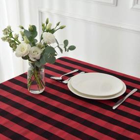 img 1 attached to Maxmill 52X70 Inch Rectangle Checkered Tablecloth - Waterproof, Spillproof, Wrinkle Resistant Buffalo Plaid Heavy Weight Gingham Table Cover For Outdoor & Indoor Use - Black/Red