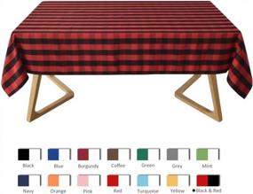 img 2 attached to Maxmill 52X70 Inch Rectangle Checkered Tablecloth - Waterproof, Spillproof, Wrinkle Resistant Buffalo Plaid Heavy Weight Gingham Table Cover For Outdoor & Indoor Use - Black/Red