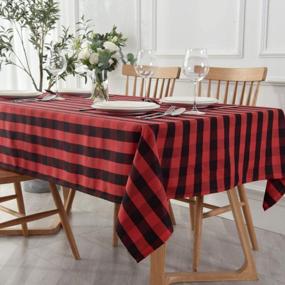img 3 attached to Maxmill 52X70 Inch Rectangle Checkered Tablecloth - Waterproof, Spillproof, Wrinkle Resistant Buffalo Plaid Heavy Weight Gingham Table Cover For Outdoor & Indoor Use - Black/Red