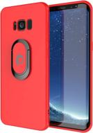 📱 red galaxy s8+ plus phone case with kickstand, ring grip holder, metal plate for magnetic car mount and punkshield screen protector - punkcase magnetix protective tpu cover for samsung s8 edge logo