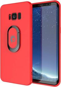 img 4 attached to 📱 Red Galaxy S8+ Plus Phone Case with Kickstand, Ring Grip Holder, Metal Plate for Magnetic Car Mount and PunkShield Screen Protector - Punkcase Magnetix Protective TPU Cover for Samsung S8 Edge