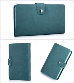 img 1 attached to Boshiho Leather Credit Card Holder Business Card Case Book Style 90 Count Name ID Card Storage Book - Peacock Green