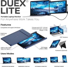 img 3 attached to Duex Portable Upgraded Extender Compatible 12.5", 1920X1080P, 60Hz, USB Monitor: Enhance Laptop Productivity with Duex Lite Set Sail Blue HD Portable Screen