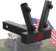 boslla hitch mount dual flag pole holder - universal 2 inch hitch receiver ๐ compatible with jeep, truck, suv, rv, pickup, camper trailer - includes anti-wobble screw for improved stability logo