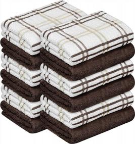 img 4 attached to 12 Pack Oakias Brown Kitchen Towels - 16X26 Inches, 360 GSM Cotton Hand Towels - Highly Absorbent & Quick Drying Dish Cloths - Multi Check Style