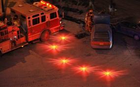 img 1 attached to Rechargeable LED Road Flares Emergency Lights For Vehicles & Boats - Super Bright Safety Discs With AC Adapter, Car Charger & Magnetic Base - 2 Red Flares