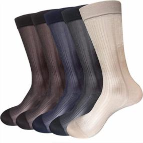 img 4 attached to Stay Cool And Stylish This Summer With 5-Pack Men'S Silk Sheer Dress Socks