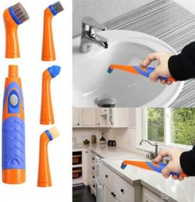 img 1 attached to 🧼 Effortless Cleaning with Electric Spin Scrubber - 360 Tile Scrubber with 4 Replaceable Brush Heads and Extension Handle for Bathroom, Kitchen, Floor, and Tiled Wall