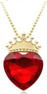 girls' red heart necklace and crown tiara earring set for dress-up: queen-inspired ruby golden crown and necklace for christmas, thanksgiving, valentine's day, parties, and cosplay accessory logo