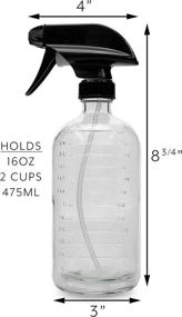 img 1 attached to 🌾 Cornucopia 16-Ounce Clear Glass Spray Bottles (2-Pack) with Measurements | Multi-Function Graduated Markings Sprayer Set with Heavy Duty 3-Setting Sprayers in Mist, Stream, and OFF