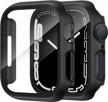 2-pack apple watch series 7 41mm tempered glass screen protector case, full coverage hd clear bumper protective cover compatible with iwatch series 7 (41mm, black/black) logo